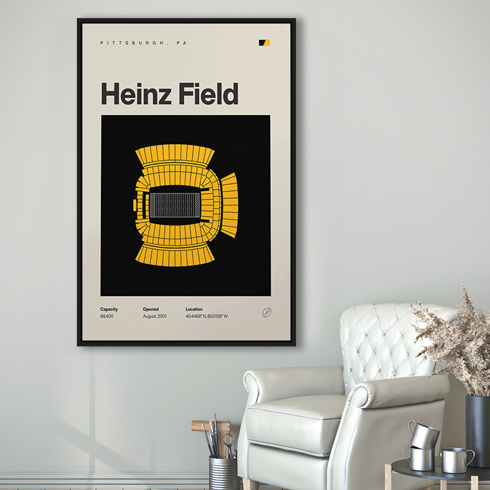 Pittsburgh Stadium Print, Heinz Field Stadium Print, Man Cave Gift, Floating Framed Canvas Print Wall Art