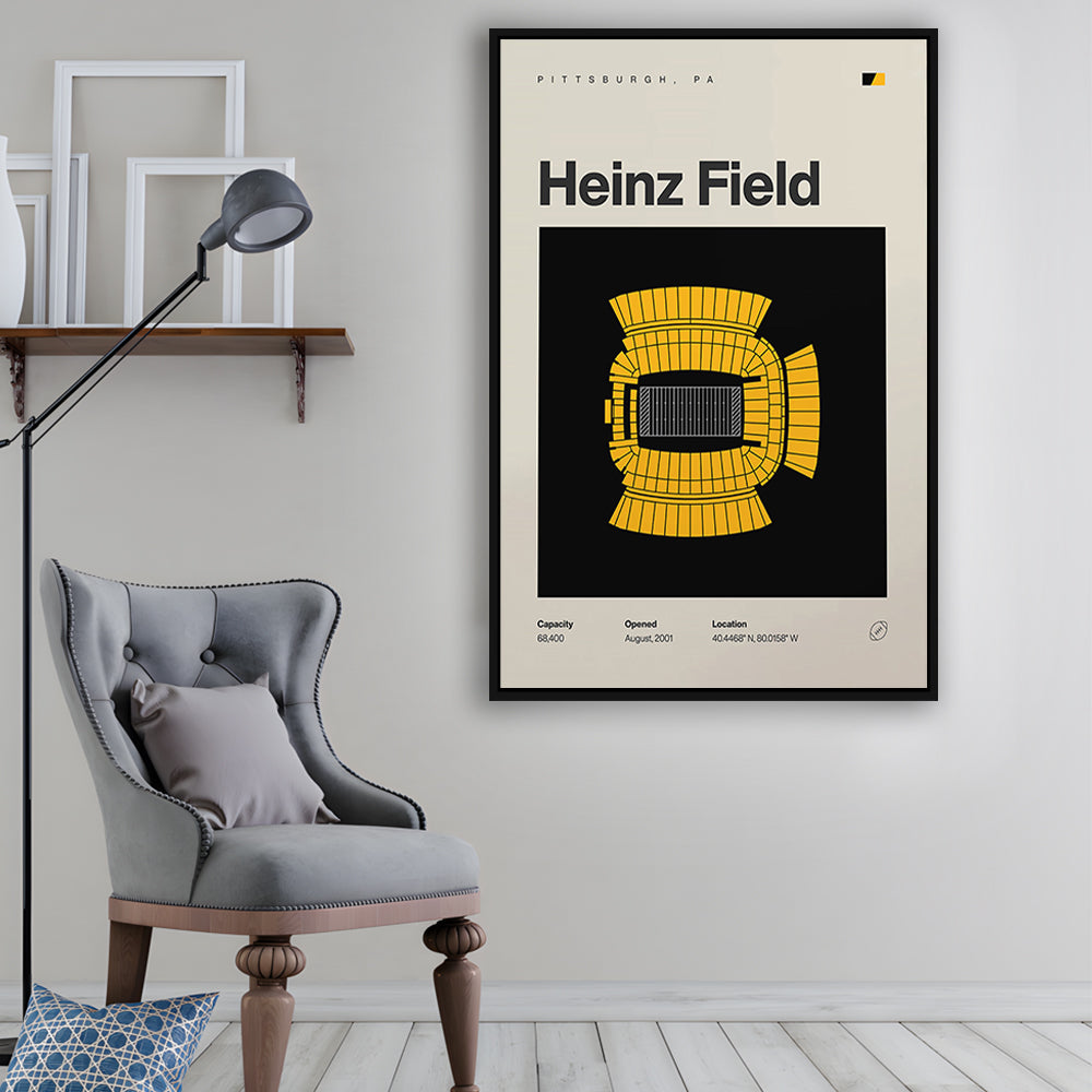 Pittsburgh Stadium Print, Heinz Field Stadium Print, Man Cave Gift, Floating Framed Canvas Print Wall Art