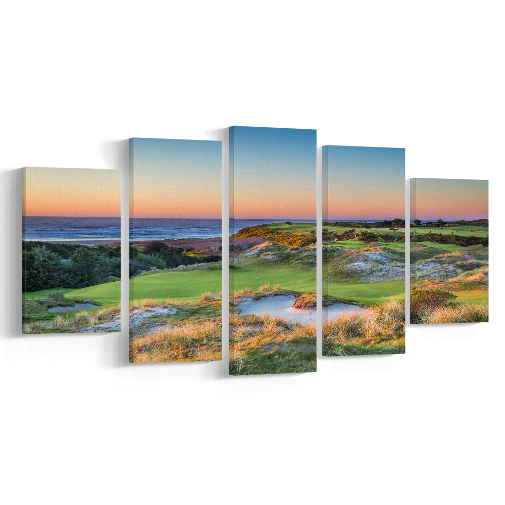 Planning A Trip To Bandon Dunes Golf Resort Courses, Golf Art Print, 5 Pieces Mixed Canvas Print Wall Art