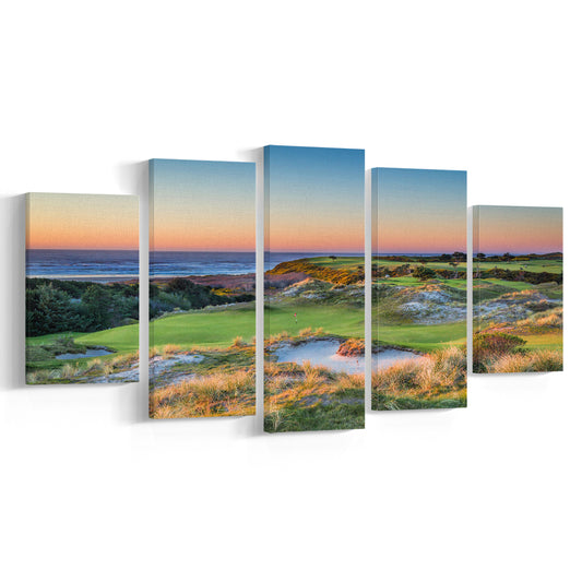 Planning A Trip To Bandon Dunes Golf Resort Courses, Golf Art Print, 5 Pieces Mixed Canvas Print Wall Art