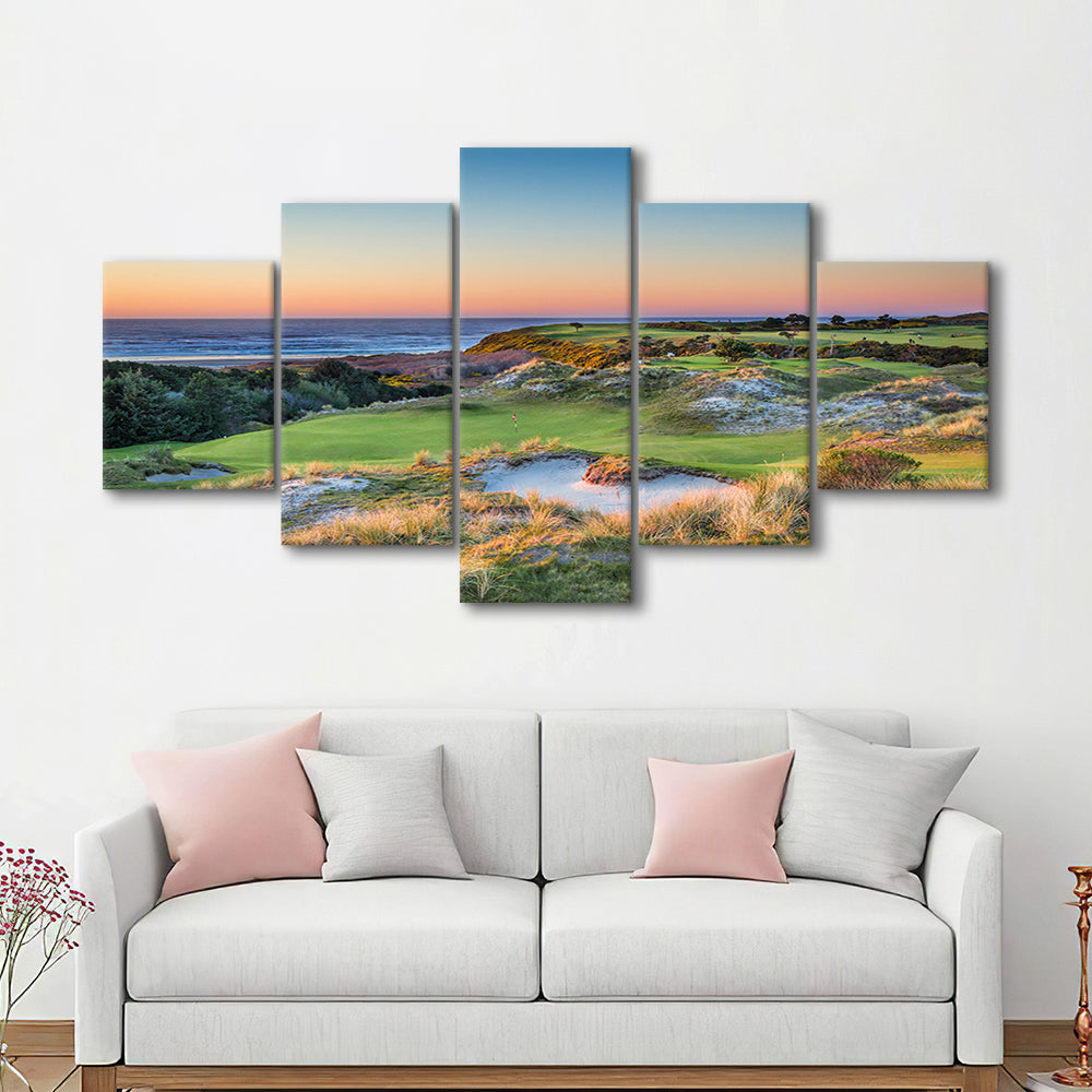 Planning A Trip To Bandon Dunes Golf Resort Courses, Golf Art Print, 5 Pieces Mixed Canvas Print Wall Art