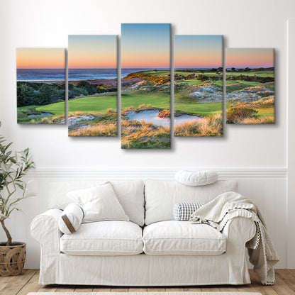 Planning A Trip To Bandon Dunes Golf Resort Courses, Golf Art Print, 5 Pieces Mixed Canvas Print Wall Art