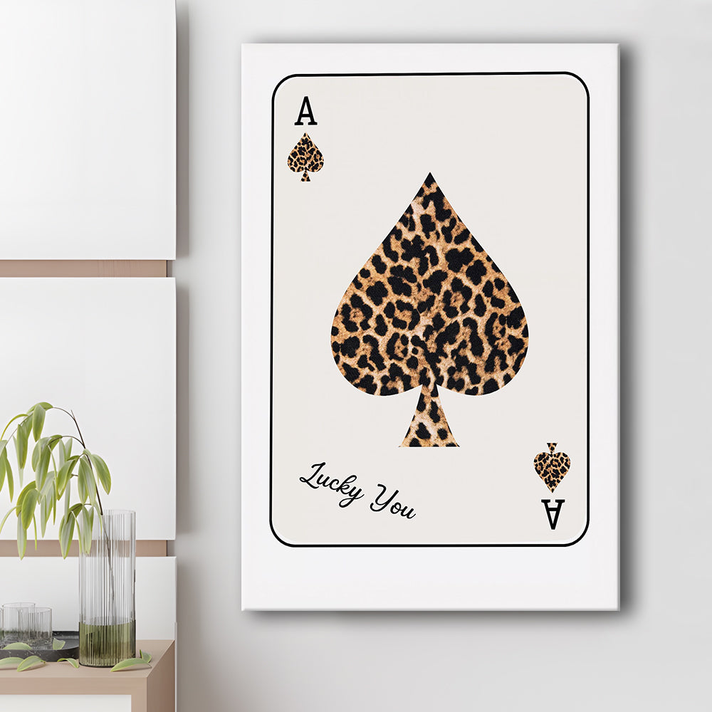 Playing Card Leopard Print, Trendy Retro Wall Art, Birthday Gift Idea, Leopard Wall Art, Canvas Print, Canvas Decor