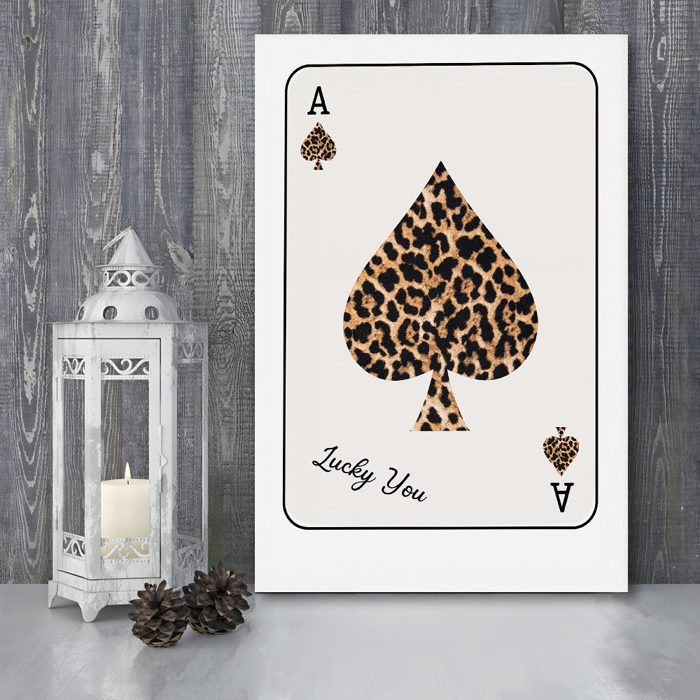 Playing Card Leopard Print, Trendy Retro Wall Art, Birthday Gift Idea, Leopard Wall Art, Canvas Print, Canvas Decor