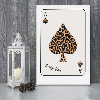 Playing Card Leopard Print, Trendy Retro Wall Art, Birthday Gift Idea, Leopard Wall Art, Canvas Print, Canvas Decor