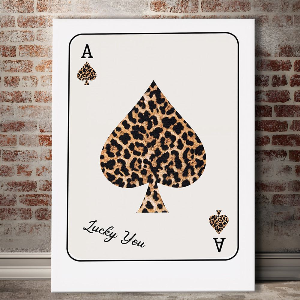 Playing Card Leopard Print, Trendy Retro Wall Art, Birthday Gift Idea, Leopard Wall Art, Canvas Print, Canvas Decor