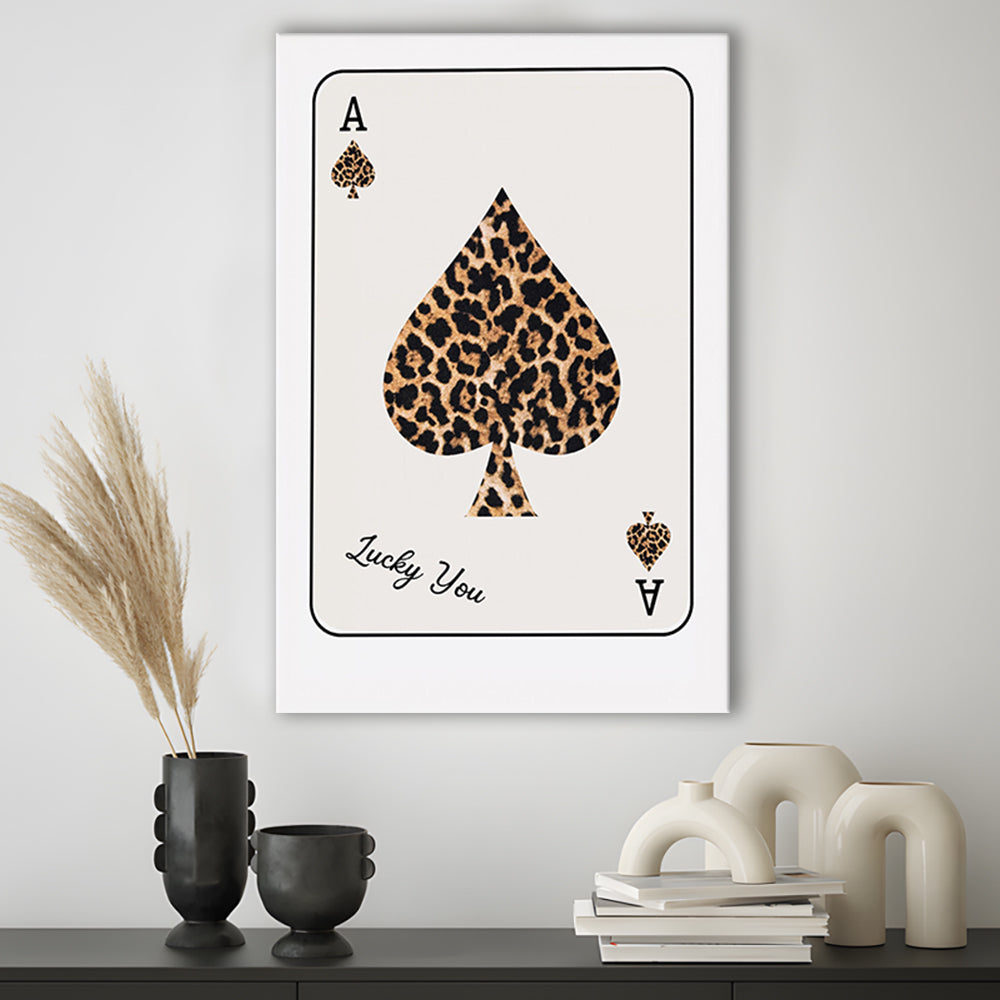 Playing Card Leopard Print, Trendy Retro Wall Art, Birthday Gift Idea, Leopard Wall Art, Canvas Print, Canvas Decor