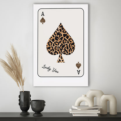 Playing Card Leopard Print, Trendy Retro Wall Art, Birthday Gift Idea, Leopard Wall Art, Canvas Print, Canvas Decor