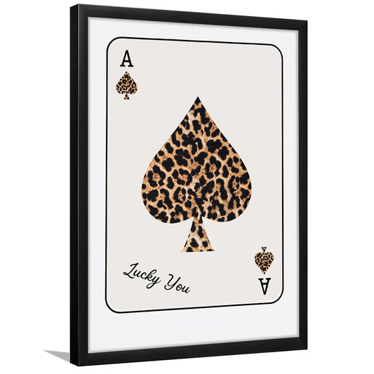 Playing Card Leopard Print, Trendy Retro Wall Art, Birthday Gift Idea, Leopard Wall Art, Framed Art Print, Fine Art Print