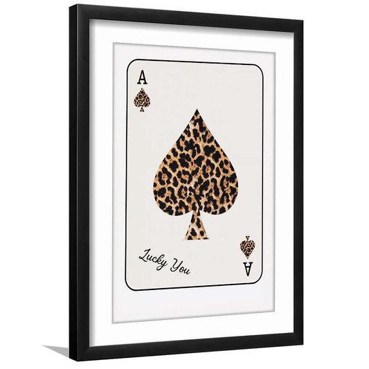 Playing Card Leopard Print, Trendy Retro Wall Art, Birthday Gift Idea, Leopard Wall Art, Framed Art Print, White Border