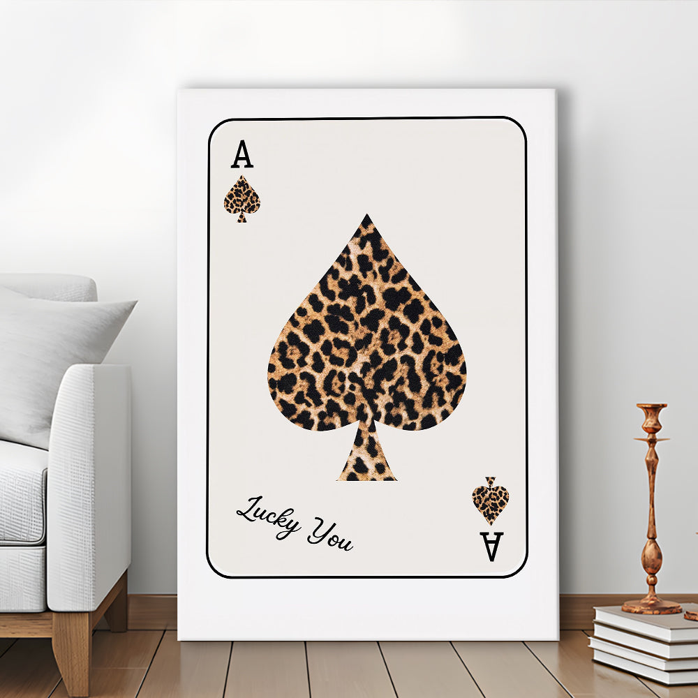 Playing Card Leopard Print, Trendy Retro Wall Art, Birthday Gift Idea, Leopard Wall Art, Canvas Print, Canvas Decor