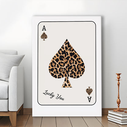 Playing Card Leopard Print, Trendy Retro Wall Art, Birthday Gift Idea, Leopard Wall Art, Canvas Print, Canvas Decor