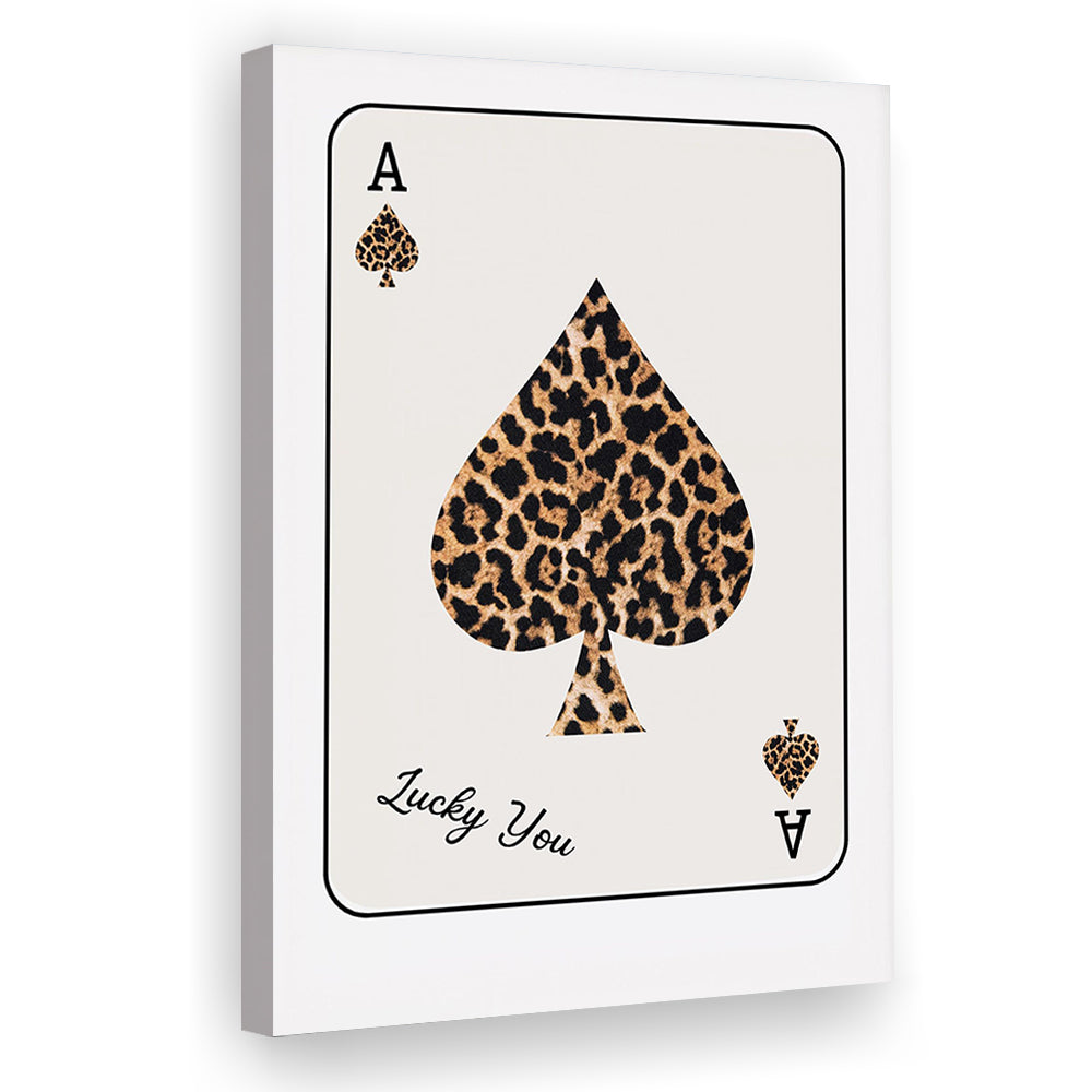 Playing Card Leopard Print, Trendy Retro Wall Art, Birthday Gift Idea, Leopard Wall Art, Canvas Print, Canvas Decor