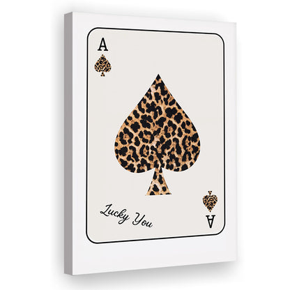 Playing Card Leopard Print, Trendy Retro Wall Art, Birthday Gift Idea, Leopard Wall Art, Canvas Print, Canvas Decor