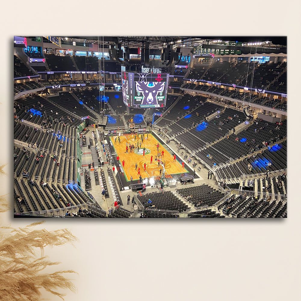 Playoffs in-Arena Fiserv Forum, Stadium Canvas, Sport Art, Gift for him, Man Cave Decor, Art Print, Canvas Print Wall Art