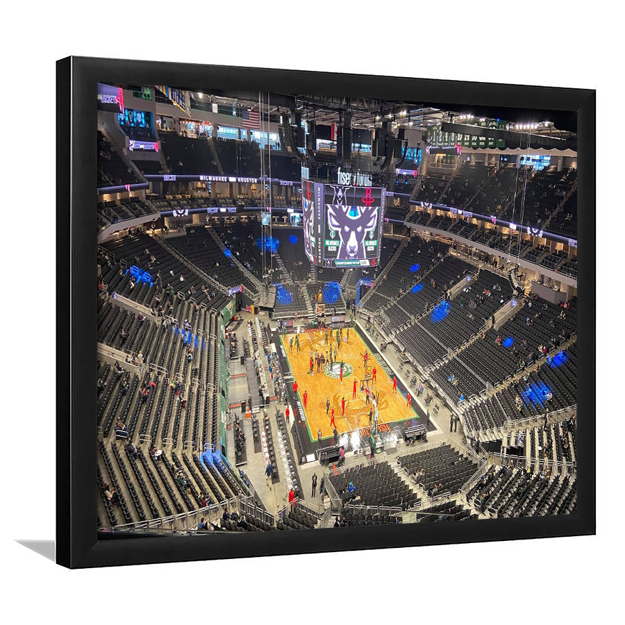 Playoffs in-Arena Fiserv Forum, Stadium Canvas, Sport Art, Gift for him, Framed Art Print Wall Decor, Picture Framed