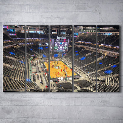 Playoffs in-Arena Fiserv Forum, Stadium Canvas, Sport Art, 5 Panel B, Extra Large Canvas, Canvas Print Wall Art