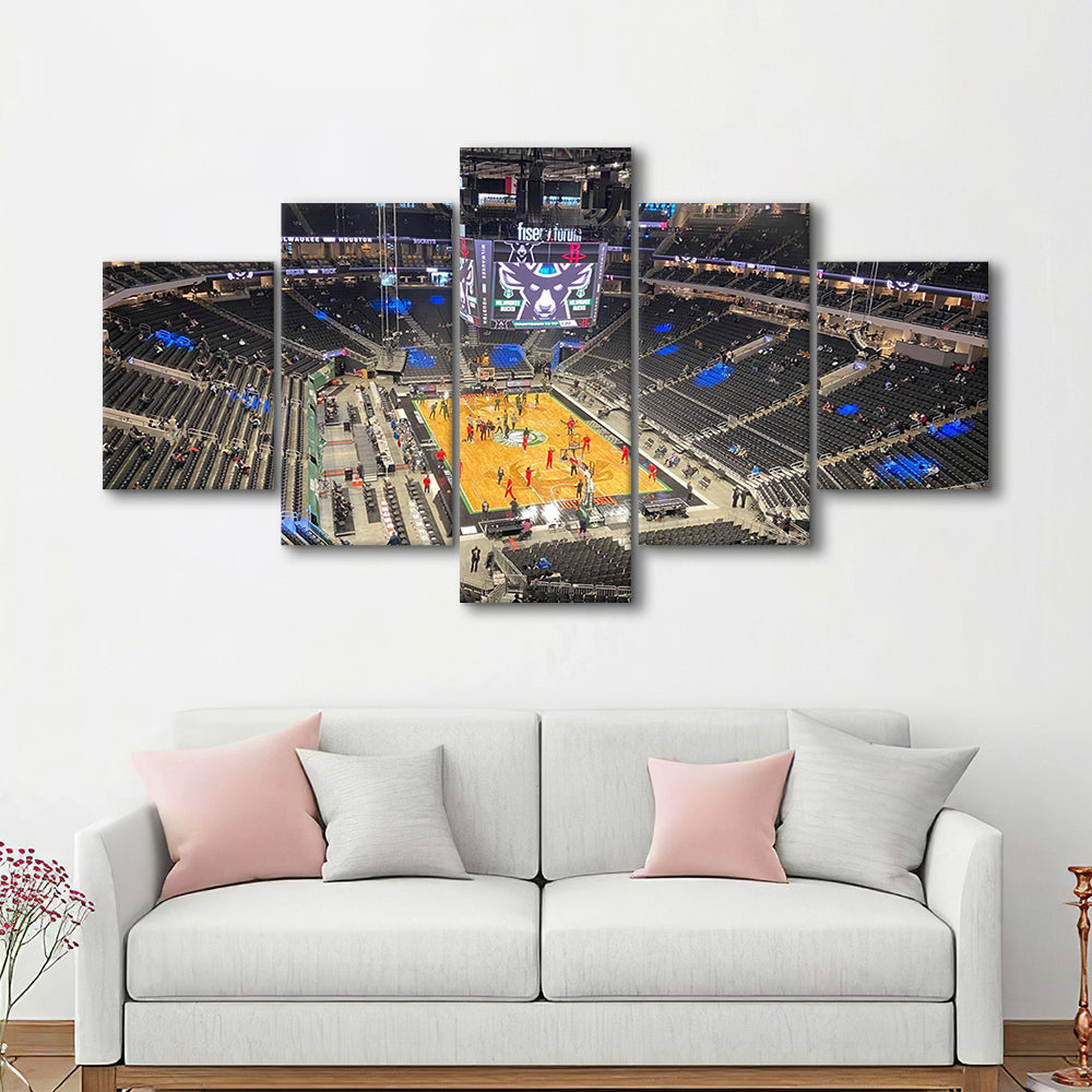 Playoffs in-Arena Fiserv Forum, Stadium Canvas, Sport Art, Gift for him, 5 Panel, Large Canvas, Canvas Print Wall Art