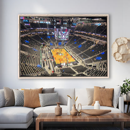 Playoffs in-Arena Fiserv Forum, Stadium Canvas, Sport Art, Framed Canvas Print Wall Art, Floating Frame