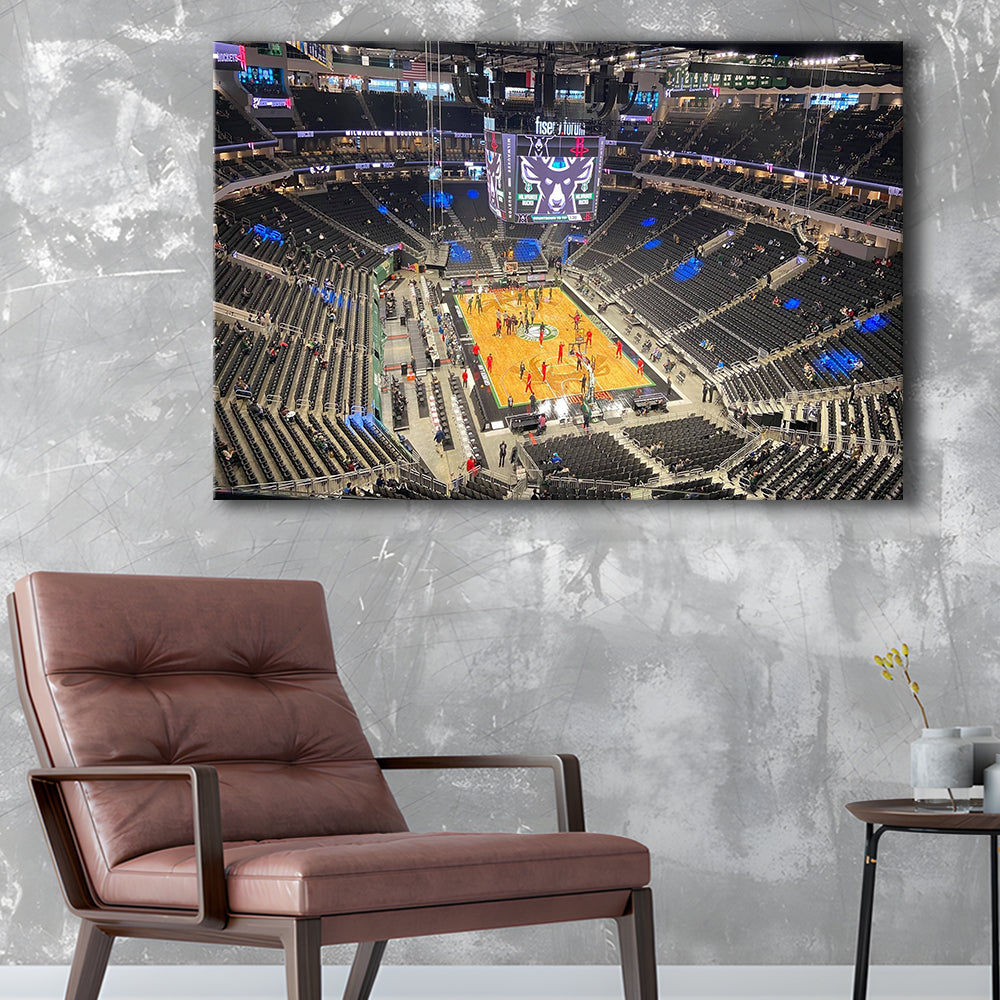 Playoffs in-Arena Fiserv Forum, Stadium Canvas, Sport Art, Gift for him, Man Cave Decor, Art Print, Canvas Print Wall Art