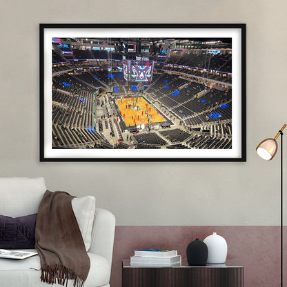 Playoffs in-Arena Fiserv Forum, Stadium Canvas, Sport Art, Gift for him, White Border Framed Art Print Wall Decor