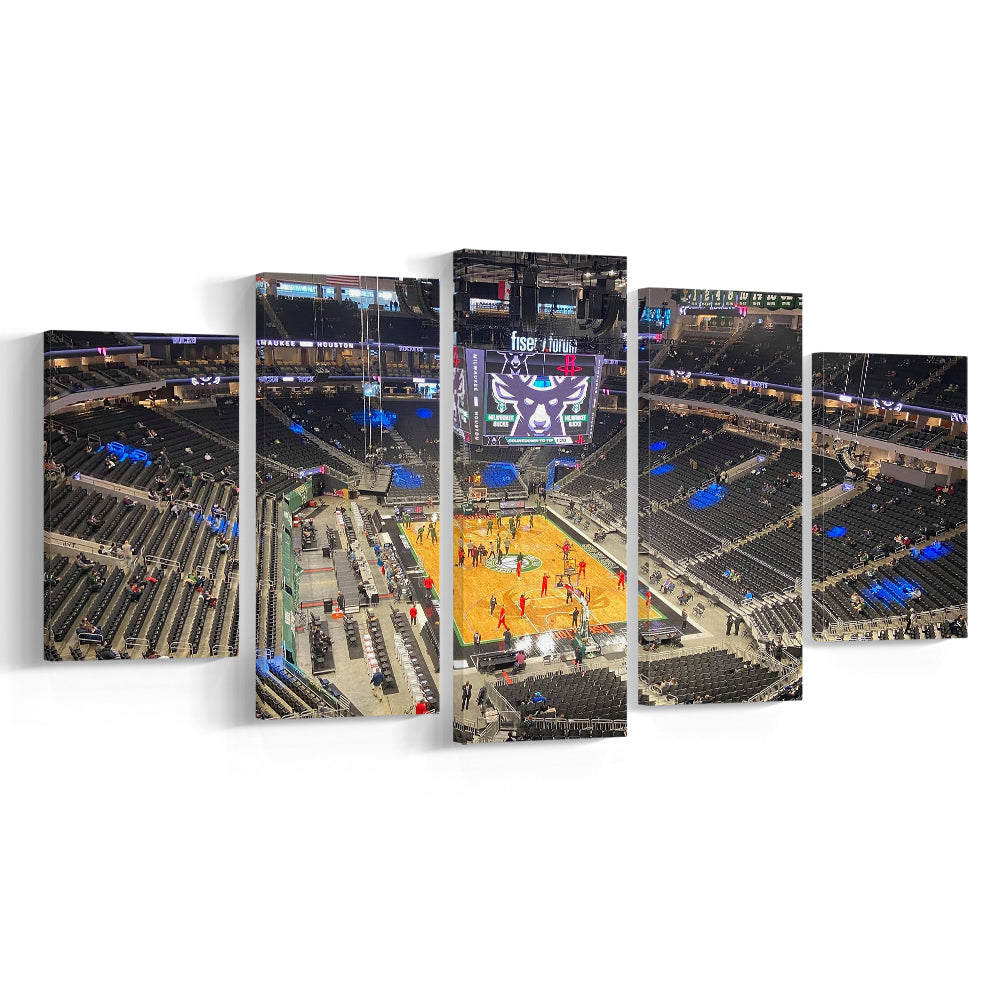 Playoffs in-Arena Fiserv Forum, Stadium Canvas, Sport Art, Gift for him, 5 Panel, Large Canvas, Canvas Print Wall Art