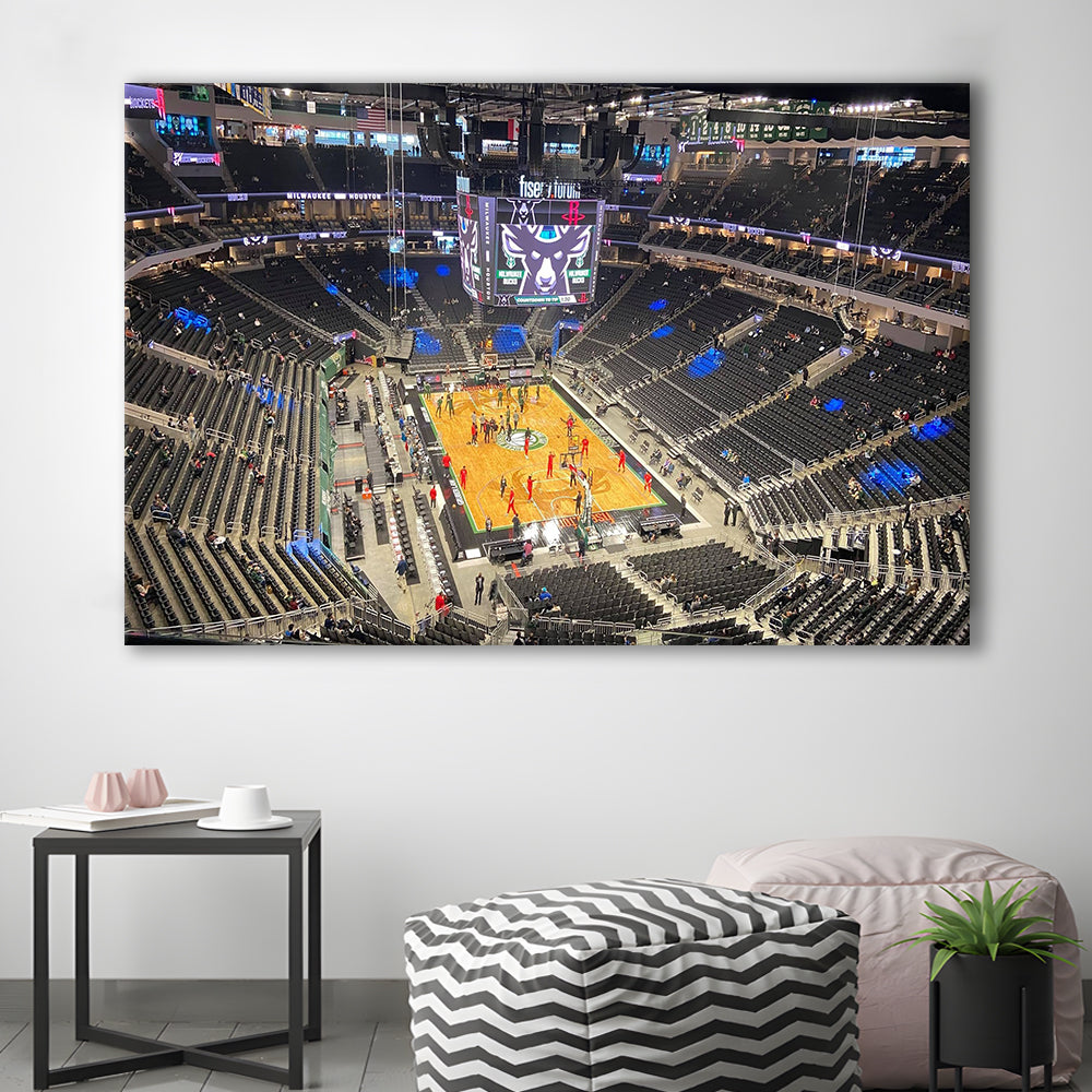 Playoffs in-Arena Fiserv Forum, Stadium Canvas, Sport Art, Gift for him, Man Cave Decor, Art Print, Canvas Print Wall Art
