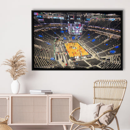 Playoffs in-Arena Fiserv Forum, Stadium Canvas, Sport Art, Framed Canvas Print Wall Art, Floating Frame