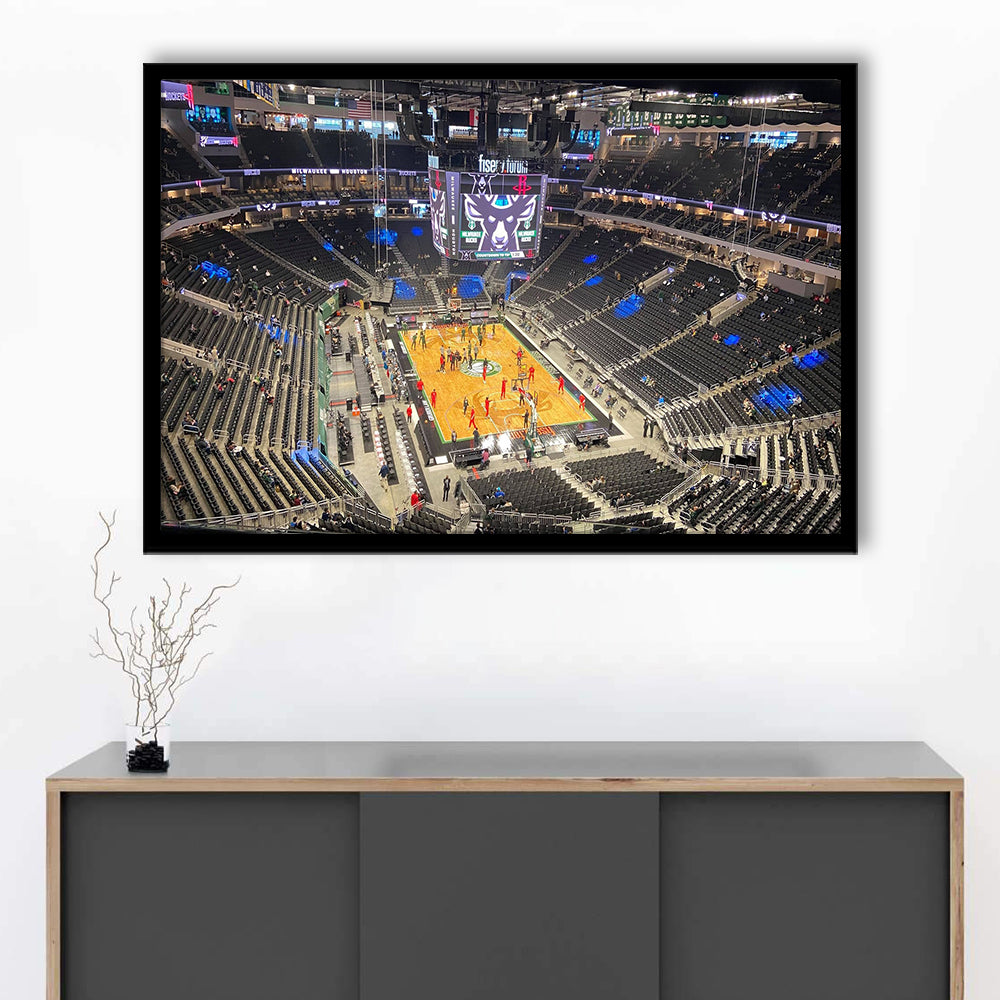 Playoffs in-Arena Fiserv Forum, Stadium Canvas, Sport Art, Gift for him, Framed Art Print Wall Decor, Picture Framed