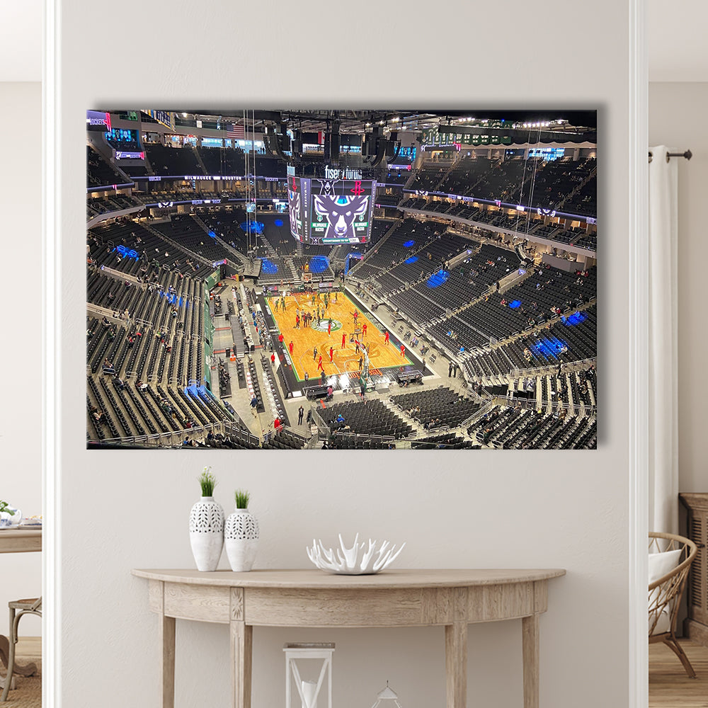 Playoffs in-Arena Fiserv Forum, Stadium Canvas, Sport Art, Gift for him, Man Cave Decor, Art Print, Canvas Print Wall Art