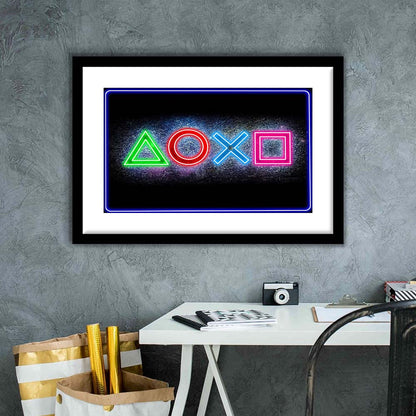 Playstation Console Gaming Art Print, Framed Art Print Wall Decor, White Border, Framed Picture