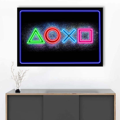Playstation Console Gaming Art Print, Framed Art Print Wall Decor, Neon Art Print, Picture Framed