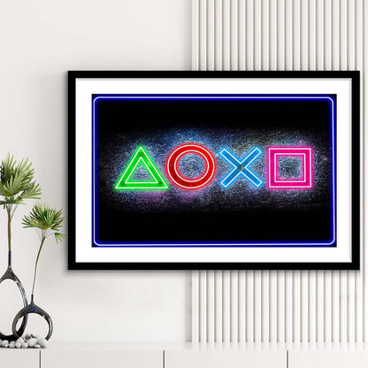 Playstation Console Gaming Art Print, Framed Art Print Wall Decor, White Border, Framed Picture