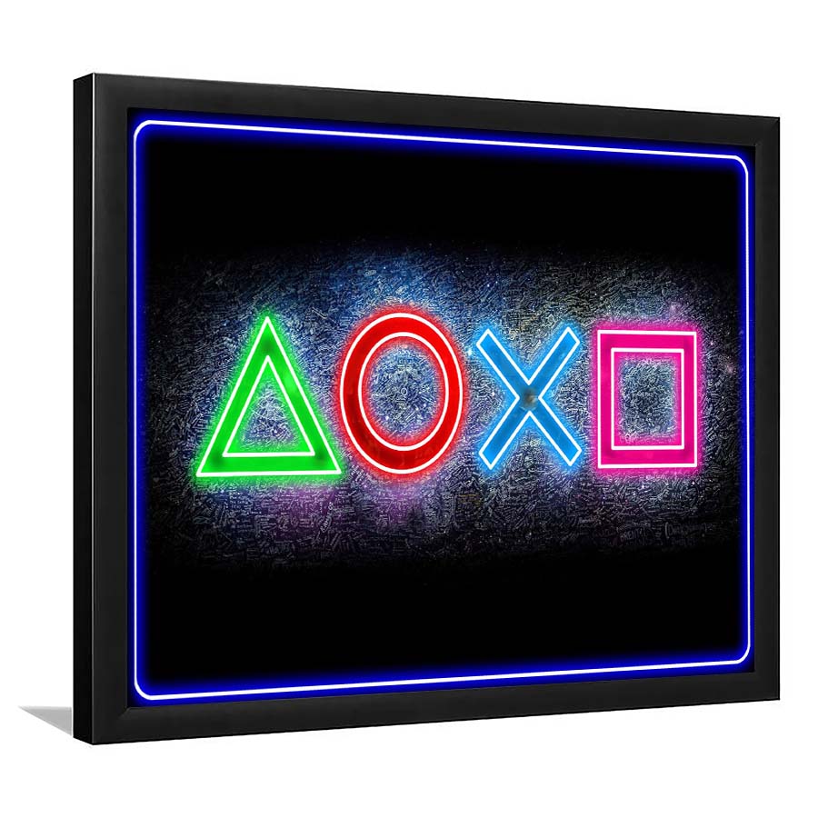 Playstation Console Gaming Art Print, Framed Art Print Wall Decor, Neon Art Print, Picture Framed