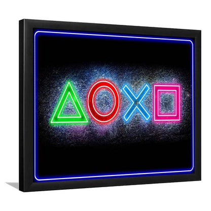 Playstation Console Gaming Art Print, Framed Art Print Wall Decor, Neon Art Print, Picture Framed