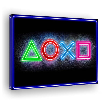 Playstation Console Gaming Art Print, Canvas Print Wall Art, Wall Decor, Neon Effect Art