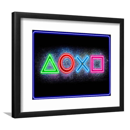 Playstation Console Gaming Art Print, Framed Art Print Wall Decor, White Border, Framed Picture