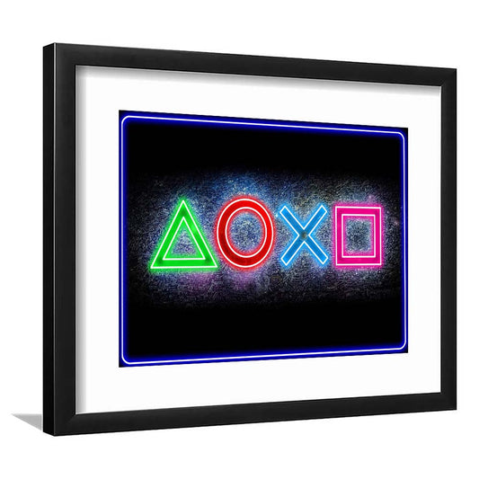 Playstation Console Gaming Art Print, Framed Art Print Wall Decor, White Border, Framed Picture