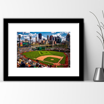 Pnc Park Pennsylvania, Stadium Canvas, Sport Art, Gift for him, White Border Framed Art Print Wall Decor