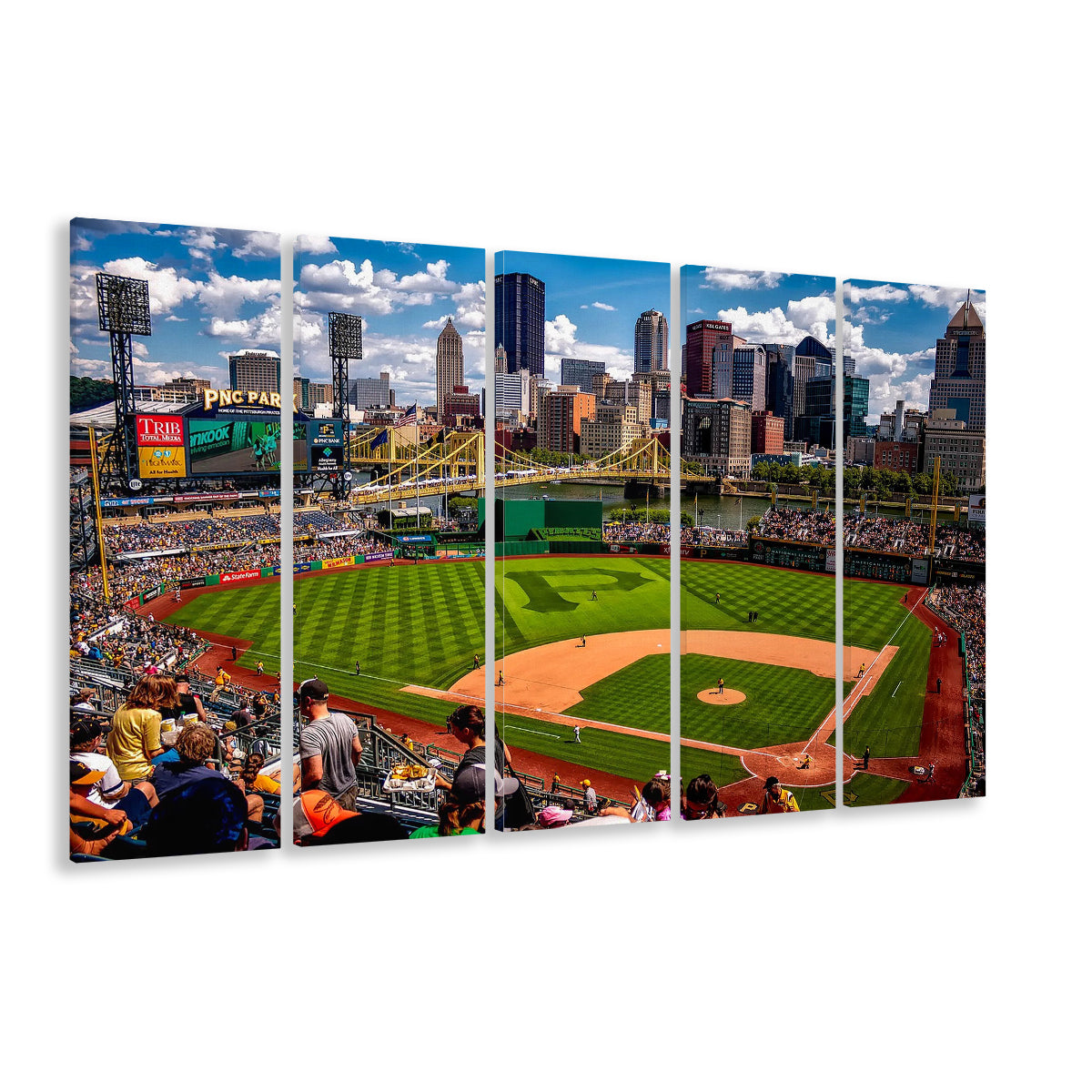 Pnc Park Pennsylvania, Stadium Canvas, Sport Art, 5 Panel B, Extra Large Canvas, Canvas Print Wall Art