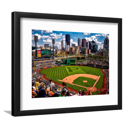 Pnc Park Pennsylvania, Stadium Canvas, Sport Art, Gift for him, White Border Framed Art Print Wall Decor