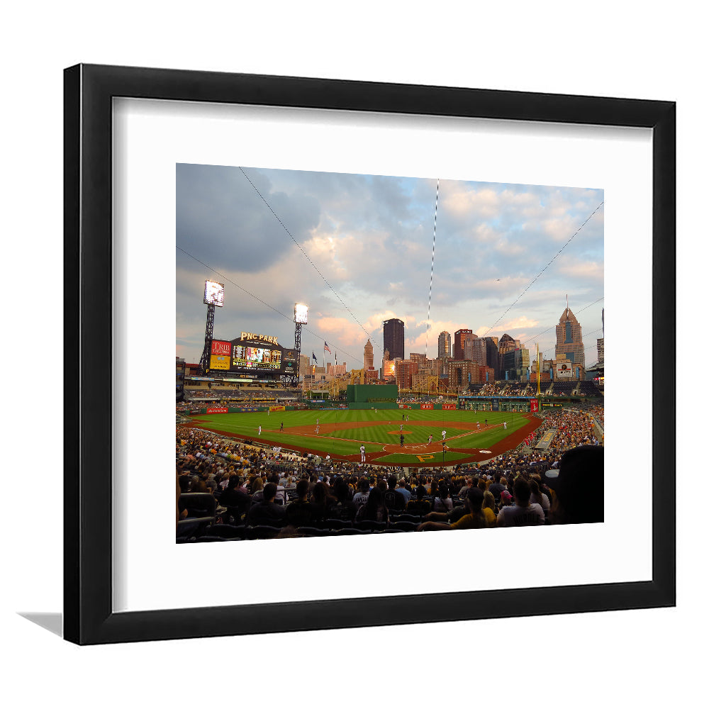 Pnc Park Pittsburgh Pennsylvania, Stadium Canvas, Sport Art, Gift for him, White Border Framed Art Print Wall Decor