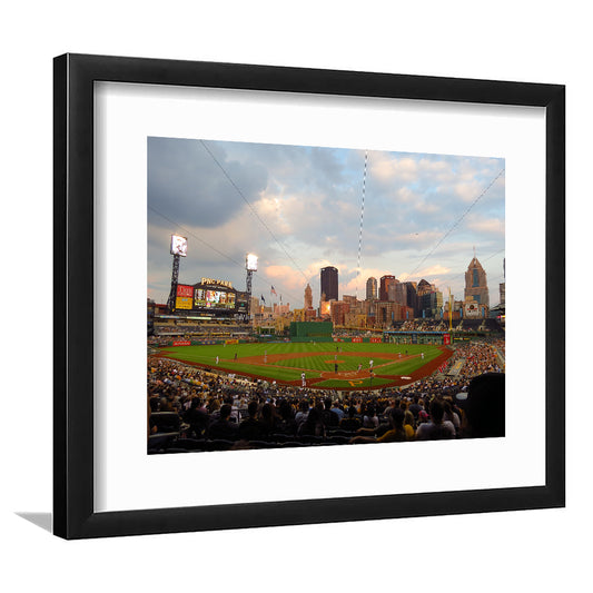 Pnc Park Pittsburgh Pennsylvania, Stadium Canvas, Sport Art, Gift for him, White Border Framed Art Print Wall Decor
