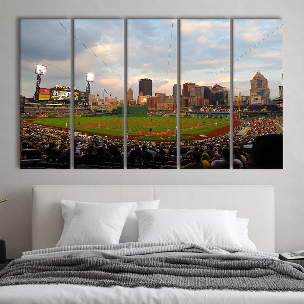 Pnc Park Pittsburgh Pennsylvania, Stadium Canvas, Sport Art, 5 Panel B, Extra Large Canvas, Canvas Print Wall Art