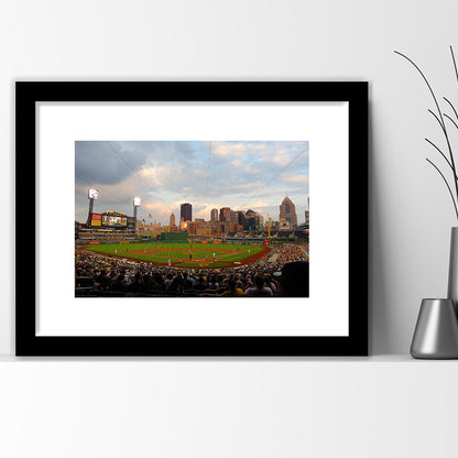 Pnc Park Pittsburgh Pennsylvania, Stadium Canvas, Sport Art, Gift for him, White Border Framed Art Print Wall Decor