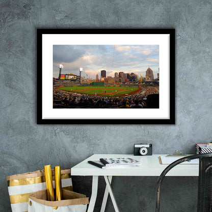 Pnc Park Pittsburgh Pennsylvania, Stadium Canvas, Sport Art, Gift for him, White Border Framed Art Print Wall Decor