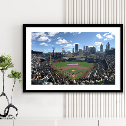 Pnc Park, Stadium Canvas, Sport Art, Gift for him, White Border Framed Art Print Wall Decor