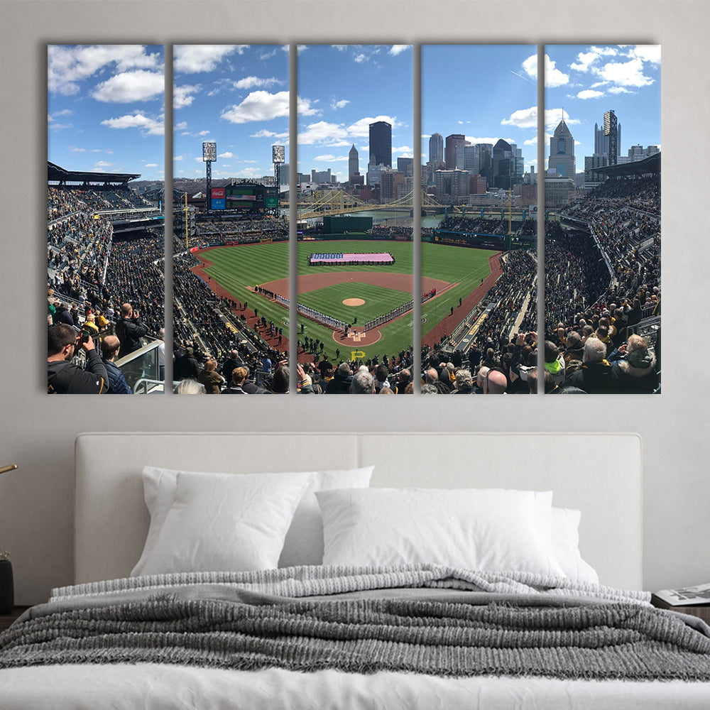 Pnc Park, Stadium Canvas, Sport Art, 5 Panel B, Extra Large Canvas, Canvas Print Wall Art