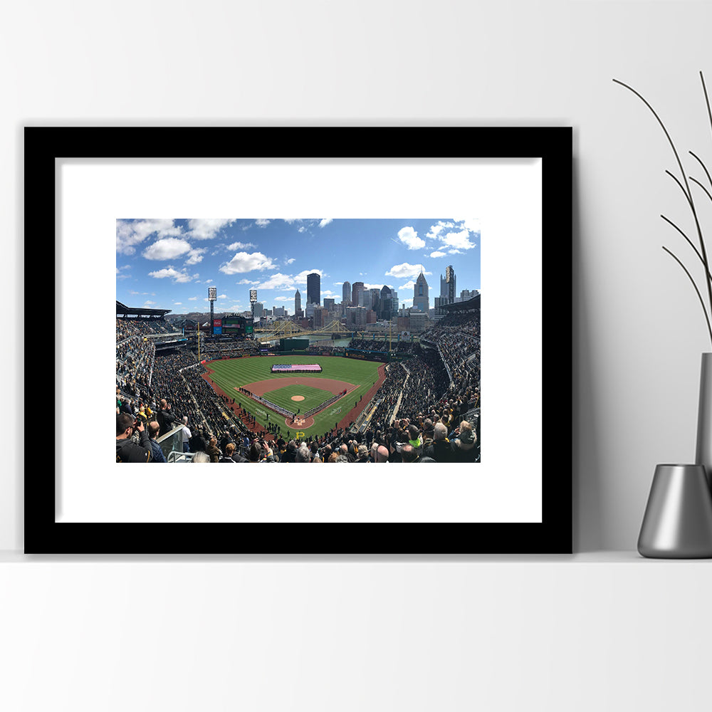 Pnc Park, Stadium Canvas, Sport Art, Gift for him, White Border Framed Art Print Wall Decor