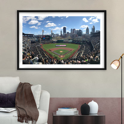 Pnc Park, Stadium Canvas, Sport Art, Gift for him, White Border Framed Art Print Wall Decor